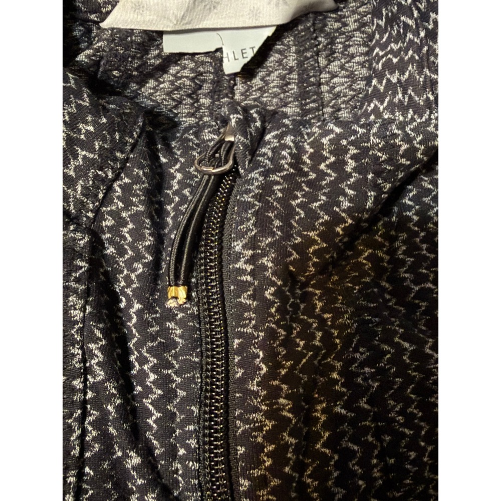 Athleta Heartbeat Jacket Womens Medium Black White Chevron Full Zip - Picture 4 of 10